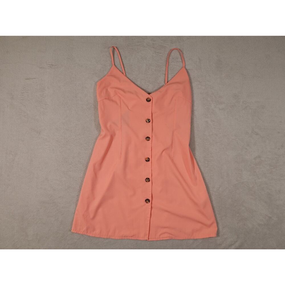 Ealey Fushi Womens Pink Dress Solid Cotton Sleeveless Buttons Tie Back Size M